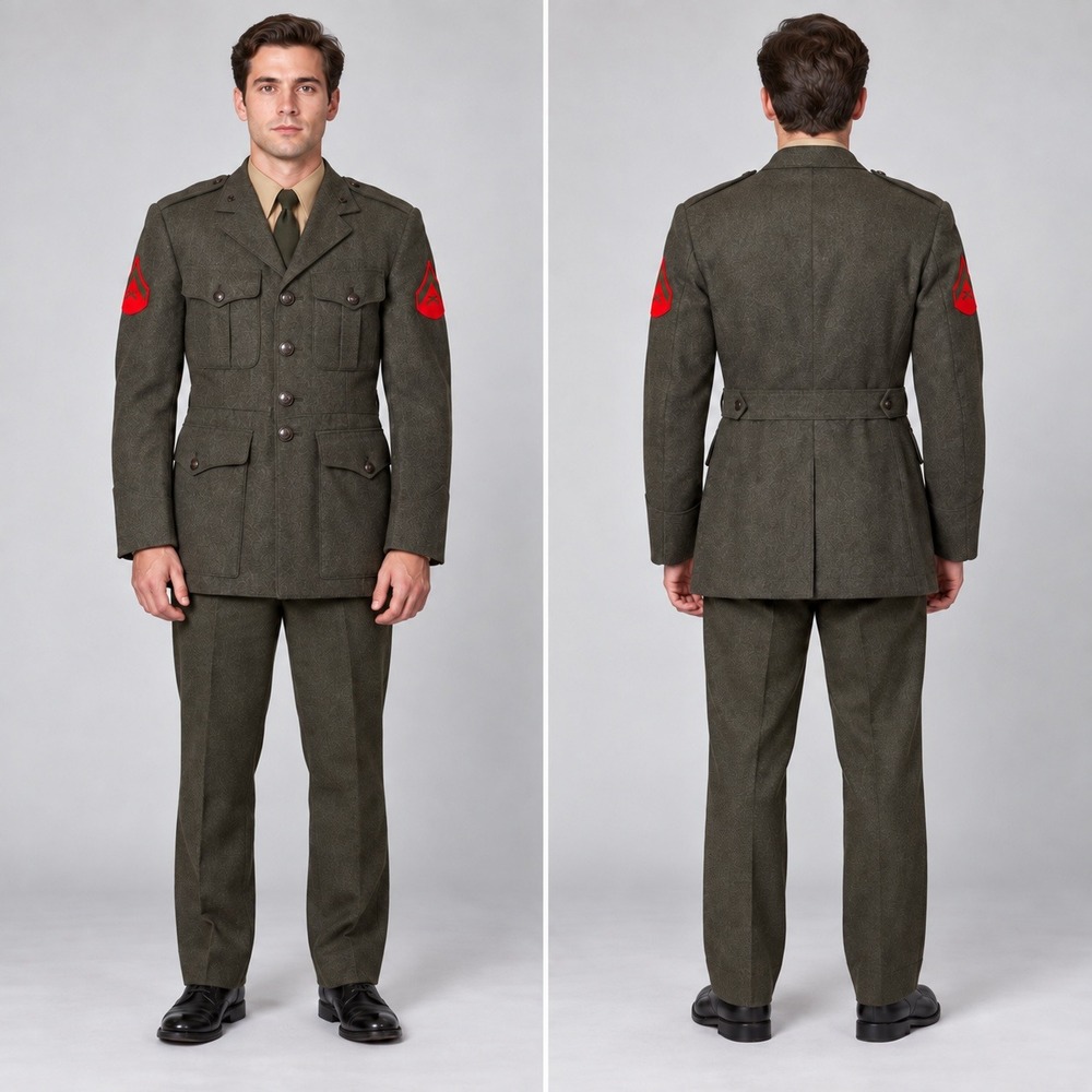 Vintage USMC Marine Corps Service Alpha Wool Coat 36R PFC Military Uniform